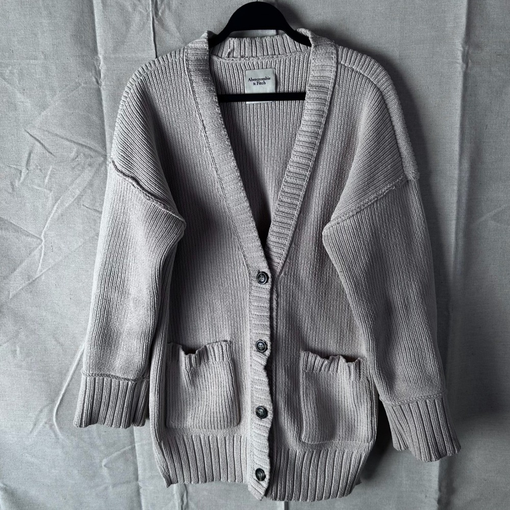 Abercrombie & Fitch Womens Beige Chenille Cardigan Sweater Size S 15050876‎